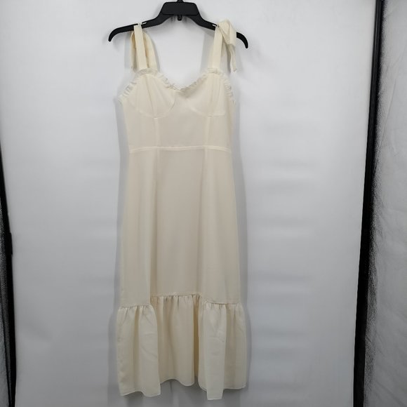 Forever 21 Sweetheart Tie-Strap Midi Dress Cream, Medium - Picture 2 of 12